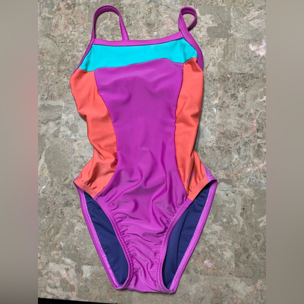 Speedo Kids Swimsuit in Purple, Orange, and Teal